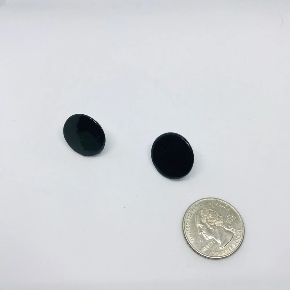 Black Vintage Deadstock  Stud Button Look Earrings Deadstock NEW never used Rare